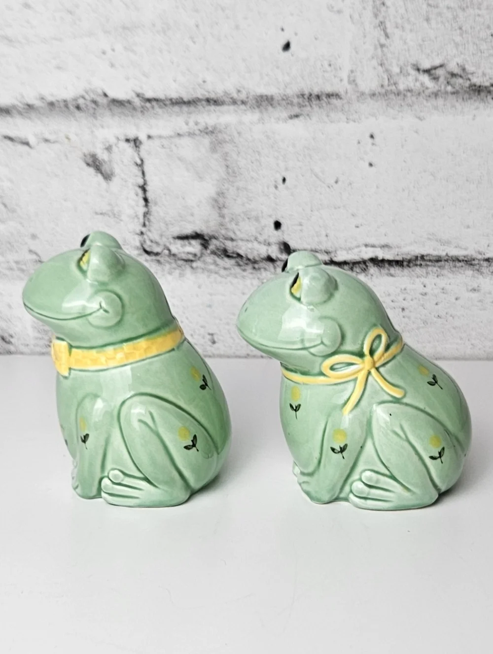 Vintage Otagiri Japan Frog Salt Pepper Set Spoon Rest Kitchen Decor
